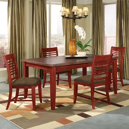 5-Piece Contemporary Leg Dining Table & 4  Side Chair Set